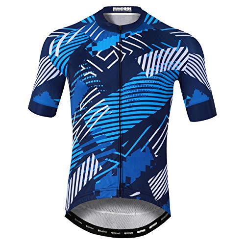 Panegy Maillot Ciclismo Hombre Verano Transpirable Elástico Secado Rápido Camiseta Ciclisma Manga Corta Jerseys para MTB Bici Azul XL