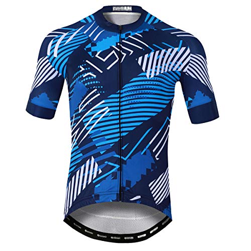 Panegy Maillot Ciclismo Hombre Verano Transpirable Elástico Secado Rápido Camiseta Ciclisma Manga Corta Jerseys para MTB Bici Azul XL