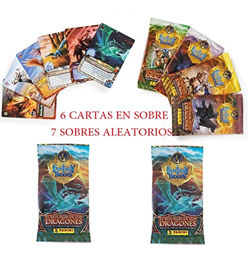Panini Tin Box 50 Cartas Fantasy Riders + MEGAPACK Lanzamiento Fantasy Riders + 7 Sobres