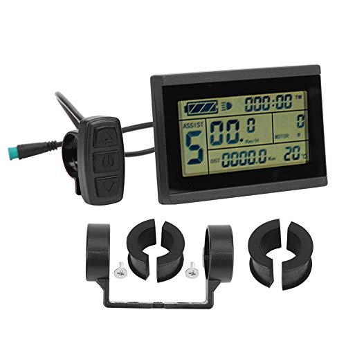 Pantalla LCD 24V-36V-48V Medidor Digital E-Bike, conversión de Bicicleta KT ‑ LCD3U Pantalla LCD en Blanco y Negro Horizontal Medidor LCD Conector a Prueba de Agua