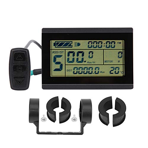 Pantalla LCD 24V-36V-48V Medidor Digital E-Bike, conversión de Bicicleta KT ‑ LCD3U Pantalla LCD en Blanco y Negro Horizontal Medidor LCD Conector a Prueba de Agua