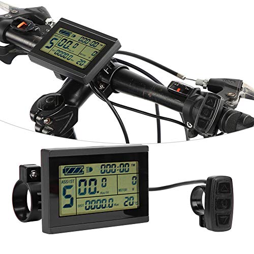 Pantalla LCD 24V-36V-48V Medidor Digital E-Bike, conversión de Bicicleta KT ‑ LCD3U Pantalla LCD en Blanco y Negro Horizontal Medidor LCD Conector a Prueba de Agua