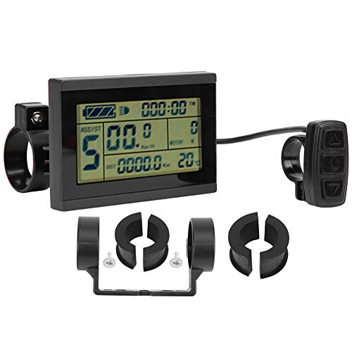 Pantalla LCD 24V-36V-48V Medidor Digital E-Bike, conversión de Bicicleta KT ‑ LCD3U Pantalla LCD en Blanco y Negro Horizontal Medidor LCD Conector a Prueba de Agua