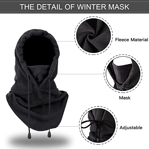 Pasamontañas, Balaclava Máscara Moto Invierno Esquí Máscaras Faciales a Prueba Viento Calentador de Cuello Multifuncional Máscara para Esquiar Corriendo Ciclismo Deportes Aire Libre Unisex Negro