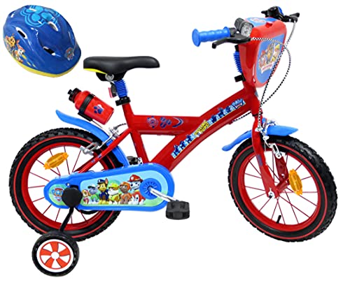 Pat' Patrouille Velo 14" Garcon 2 Freins PB/Bidon Ar + Casque Bicicleta Infantil, Niñas, Multicolor, 14''