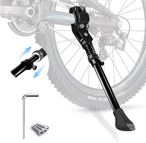 Pata de Cabra para Bicicleta,Aluminio Aleación Soporte Ajustable Bici Pata de Caballete Lateral,Universal Bike Standcon pie de Goma Antideslizante,para24"- 28"MTB Montaña Carreter Plegables Bicicletas