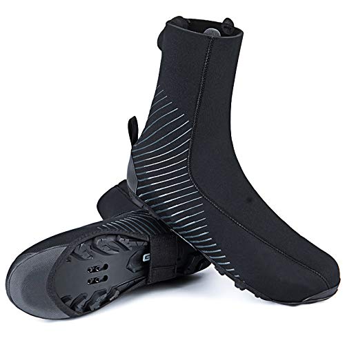 Pateacd Cubrezapatillas Ciclismo Invierno Impermeable Termico Neopreno MTB cubrebotas Carretera Cubrezapatos Zapatillas Bicicleta de Montaña, Botas Esqui para Hombre, Negro,S=EU: 36.5_37