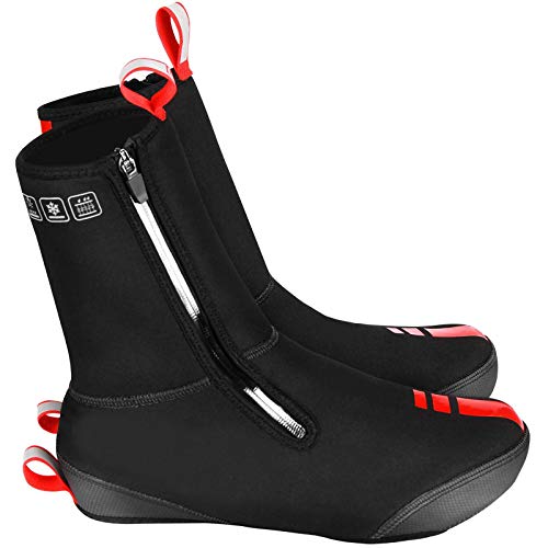 Pateacd Cubrezapatillas Ciclismo Invierno Termico Neopreno Impermeable MTB Carretera Cubrezapatos Zapatillas Bicicleta de Montaña, Botas Esqui para Hombre, Negro,XL=EU: 42_44