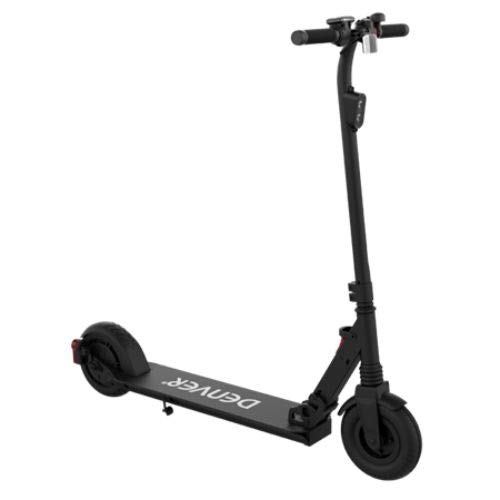 Patinete Eléctrico DENVER SEL-80125BLACK. Potencia 250W. Marco de aluminio. Velocidad máx. 20km/h. Recorrido hasta 12Km por carga. Ruedas 8 ". Luz delantera y trasera. Plegable y ligero. Negro