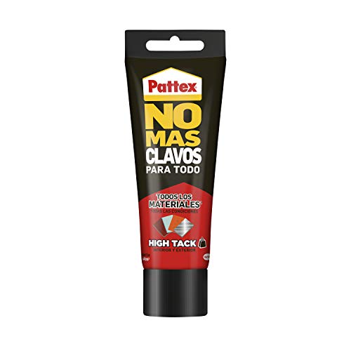 Pattex No Más Clavos Para Todo HighTack, adhesivo de montaje resistente a temperaturas extremas, pegamento fuerte en superficies húmedas, adhesivo blanco, 1 tubo x 142 g