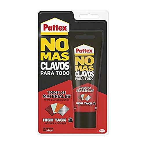 Pattex No Más Clavos Para Todo HighTack, adhesivo de montaje resistente a temperaturas extremas, pegamento fuerte en superficies húmedas, adhesivo blanco, 1 tubo x 142 g