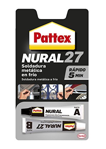 Pattex Nural 27, soldadura metálica en frío, aluminio gris, Juego 2 Tubos, 22 cm