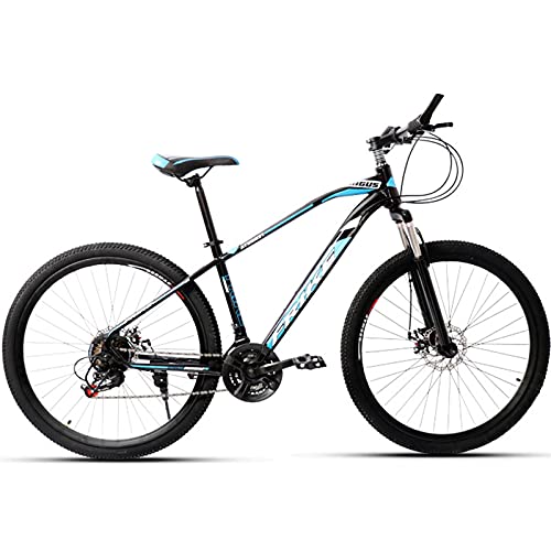 PBTRM Bikes Bicicleta Montaña Rígida 29 Pulgadas MTB 21 Velocidades, Marco Acero Carbono, Frenos Disco Doble, Bicicleta Carreras Velocidad Variable para Adolescentes/Adultos,Black Blue