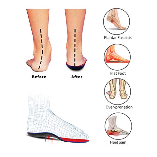 PCSsole Orthotic Arch Support Inserciones de calzado Plantillas para pies planos, dolor en los pies, fascitis plantar, plantillas para hombres y mujeres (EU44-45(29cm))