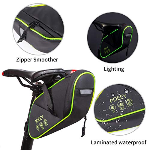 PDEEY Bolsa para sillín de bicicleta con luz LED para bicicleta de montaña, impermeable, para bicicleta de montaña, accesorios