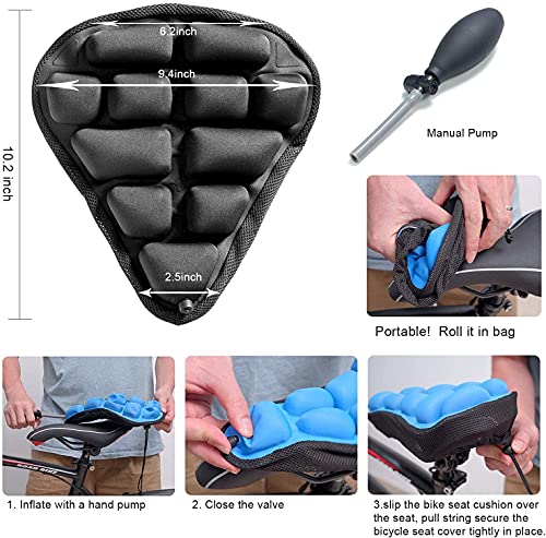 PEALOV Cojín De Asiento De Bicicleta De Montaña,cubierta De Sillín De Bicicleta De Montaña,absorción De Golpes,almohadilla Inflable De Asiento De Bicicleta,Asiento De Sillín, Accesorios Para Bicicleta