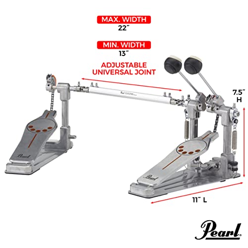 Pearl P-932 - Pedal Doble de Bombo con Leva Intercambiable, Cromo