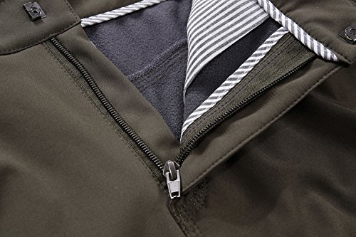 PECTNK Los Pantalones al Aire Libre de los Hombres Que Son de Fleece Impermeable de cáscara Blanda 815A Ejercito Verde L