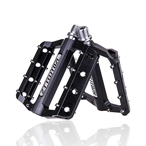 Pedales Bicicleta, 9/16" Aluminio Antideslizante Pedales Ciclismo Durable, Antideslizante Pedal para BMX MTB Bicicleta de Montaña (Negro)