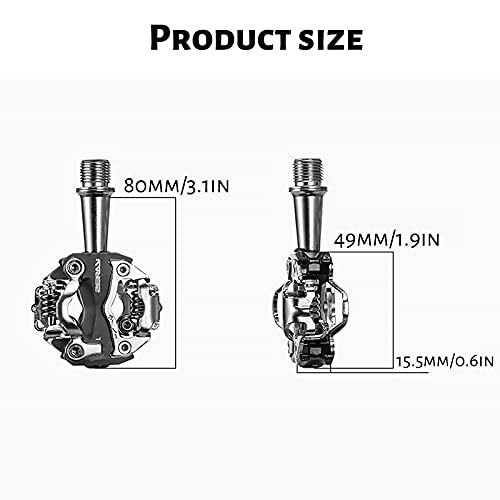 Pedales de bicicleta SPD, pedales de bicicleta MTB plataforma dual compatible con SPD Mountain Clipless pedales ligeros con Cleatset (gris)