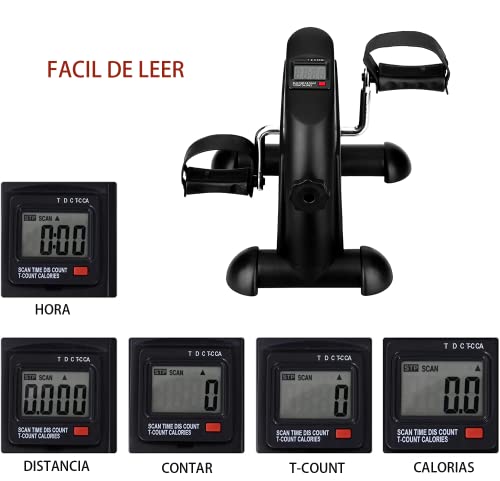 Pedales Estaticos - Pedaleador Estaticos - Mini Bicicleta Estáticas - Máquinas de Piernas - Ejercitador de Pedal para Entrenamiento de Brazos y Piernas con Pantalla LCD (NEGRO BRILLO)