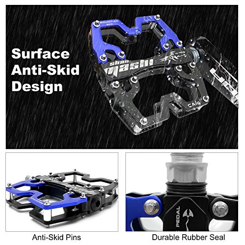 Pedales planos para bicicleta de montaña, antideslizantes pedales de bicicleta de montaña, coloridos CNC mecanizados 2DU, pedales planos de aleación de aluminio ultraligeros (1 par)