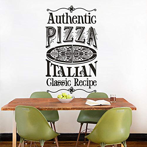 Pegatina de pared con logotipo de Pizza auténtica, decoración de tienda de pizza, calcomanías de pared de estilo pizzería, póster de pared de comida de Pizza extraíble A1 42x71cm