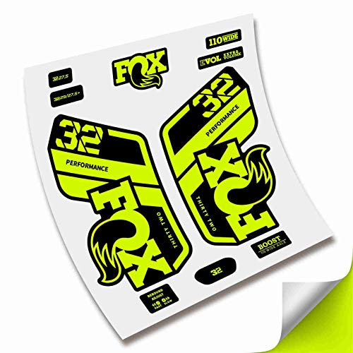 Pegatinas Horquilla Fox Performance 32 Fork Stickers AUFKLEBER ADESIVI Bike Decals Amarillo Fluor