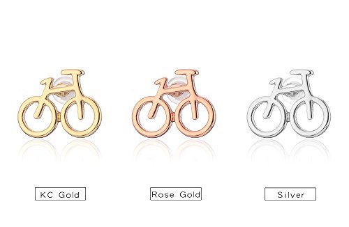 Pendiente de botón para mujer, Pendiente de bicicleta Pendiente de chica Stud Plata Plata Oro Rosa Pendiente de acero inoxidable pequeño (Oro rosa)