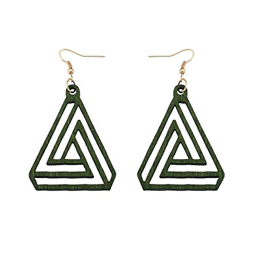 Pendientes de gota de madera natural tallados a mano con diseño geométrico de vectores abstractos