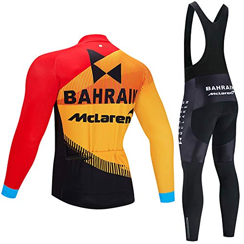 PENGFEICI Invierno Térmico Lana Conjunto Manga Larga Maillot de Ciclismo, Hombre Ropa de Ciclismo y Culotes Pantalones de Ciclismo para Bicicleta