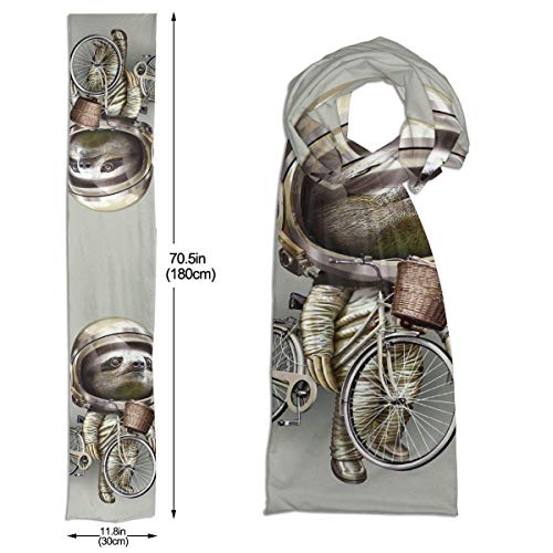 Perezoso con mi bicicleta a lo largo de la divertida bufanda de viaje para mujeres y hombres, ligera, unisex, a la moda, otoño e invierno, bufandas de chal