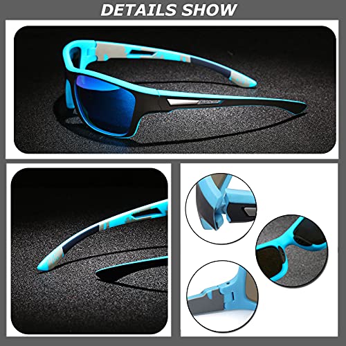 Perfectmiaoxuan Gafas de sol polarizadas para hombre mujer/Golf de pesca fresco Ciclismo El golf Conducción Pescar Alpinismo Deportes al aire libre Gafas de sol (2 PACK (black/blue))