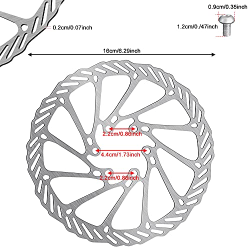 PERFETSELL 2 Pcs Discos de Freno Mtb 160mm Disco de Freno Bicicleta Disco Center Lock 160 Disco de Freno Flotante Discos de Freno 160 Mtb para Bicicletas de Carretera Frenos Hidraulicos + 12 Tornillos