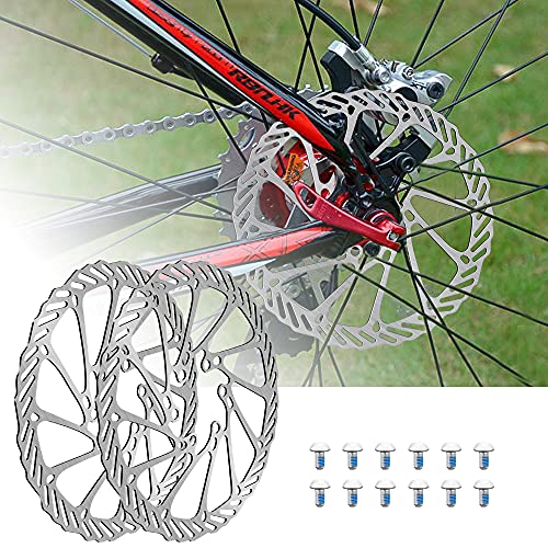 PERFETSELL 2 Pcs Discos de Freno Mtb 160mm Disco de Freno Bicicleta Disco Center Lock 160 Disco de Freno Flotante Discos de Freno 160 Mtb para Bicicletas de Carretera Frenos Hidraulicos + 12 Tornillos