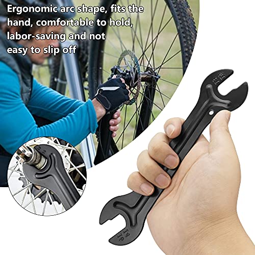 PERFETSELL 2 Pcs Llave de Conos Bicicleta Llave Conica de Buje 13/14/15/16 mm Llave para Desmontar Buje Rueda Herramienta de Reparación para Conos, Bujes de Las Ruedas y Pedales, Estrecha, Negro