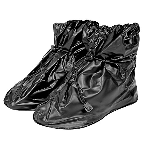 PERLETTI Cubrecalzado Impermeable de PVC - Resistente y Reutilizable - con Suela Antideslizante - galochas para Lluvia, Nieve y Fango - Modelo bajo - Negro (S (36-39), Negro)