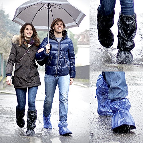 PERLETTI Cubrecalzado Impermeable de PVC - Resistente y Reutilizable - con Suela Antideslizante - galochas para Lluvia, Nieve y Fango - Modelo bajo - Negro (S (36-39), Negro)