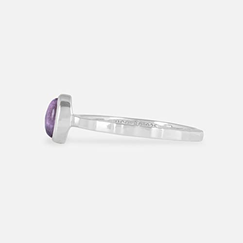 Pernille Corydon Anillo para mujer – Shine Purple anillo con superficie desigual y amatista engarzada en lila – plata de ley 925 – tamaño 52/55, 16,5 mm, Plata de ley.,