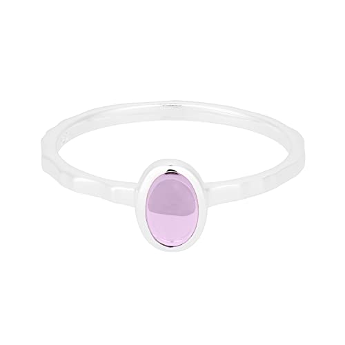 Pernille Corydon Anillo para mujer – Shine Purple anillo con superficie desigual y amatista engarzada en lila – plata de ley 925 – tamaño 52/55, 16,5 mm, Plata de ley.,