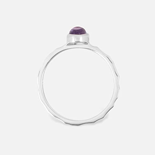 Pernille Corydon Anillo para mujer – Shine Purple anillo con superficie desigual y amatista engarzada en lila – plata de ley 925 – tamaño 52/55, 16,5 mm, Plata de ley.,