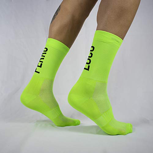 PERRO LOCO CLOTHES Calcetines Ciclismo Ultra Finos Compresivos Verano Transpirables Antibacterianos Compresión. Diseñados en Murcia. Fabricados en España. Ultralight. (Verde, 37-39)