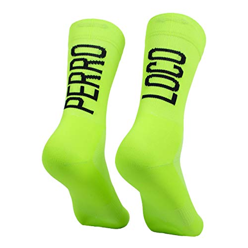 PERRO LOCO CLOTHES Calcetines Ciclismo Ultra Finos Compresivos Verano Transpirables Antibacterianos Compresión. Diseñados en Murcia. Fabricados en España. Ultralight. (Verde, 37-39)