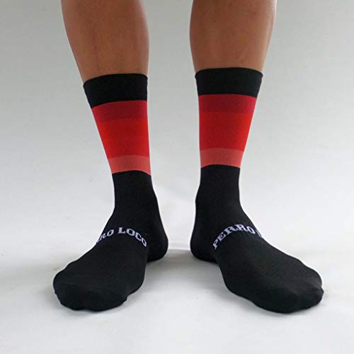 PERRO LOCO CLOTHES Calcetines de Ciclismo Edición Limitada. Hechos en España. Calcetines para Bici. (Widow Rojo, 46-48)