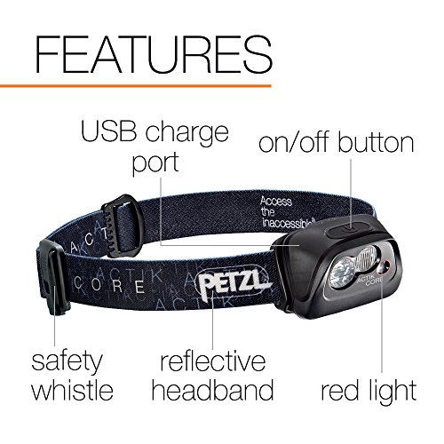 PETZL Linterna frontal Actik Core unisex, negra, talla única UE