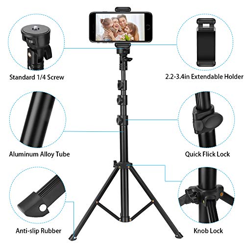 PEYOU Trípode para Móvil, 53'' Palo Selfie Trípode Bluetooth para GoPro, Aluminio Aleación, 360°Rotación, Inalámbrico Remoto, Trípode para Móvil para iPhone 13, 12 Pro MAX,11,Samsung S21,Xiaomi