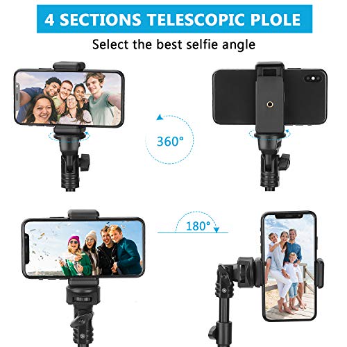 PEYOU Trípode para Móvil, 53'' Palo Selfie Trípode Bluetooth para GoPro, Aluminio Aleación, 360°Rotación, Inalámbrico Remoto, Trípode para Móvil para iPhone 13, 12 Pro MAX,11,Samsung S21,Xiaomi