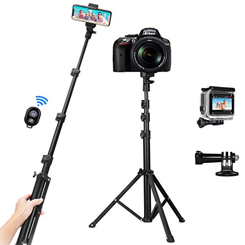 PEYOU Trípode para Móvil, 53'' Palo Selfie Trípode Bluetooth para GoPro, Aluminio Aleación, 360°Rotación, Inalámbrico Remoto, Trípode para Móvil para iPhone 13, 12 Pro MAX,11,Samsung S21,Xiaomi