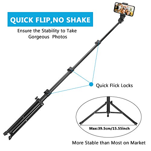 PEYOU Trípode para Móvil, 53'' Palo Selfie Trípode Bluetooth para GoPro, Aluminio Aleación, 360°Rotación, Inalámbrico Remoto, Trípode para Móvil para iPhone 13, 12 Pro MAX,11,Samsung S21,Xiaomi