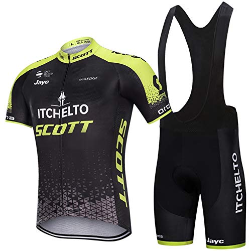 PGONE Verano ITCHELTO Scott Camiseta Ciclismo para Hombre Manga Corta Pro, Camiseta Ciclismo Al Aire Libre Traje Racing Club Bicicleta Carretera, Conjunto Combinado Ciclo Compresión Secado Rápido